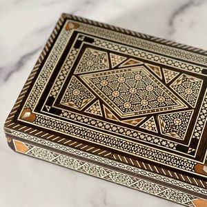 Wood mosaic inlay box